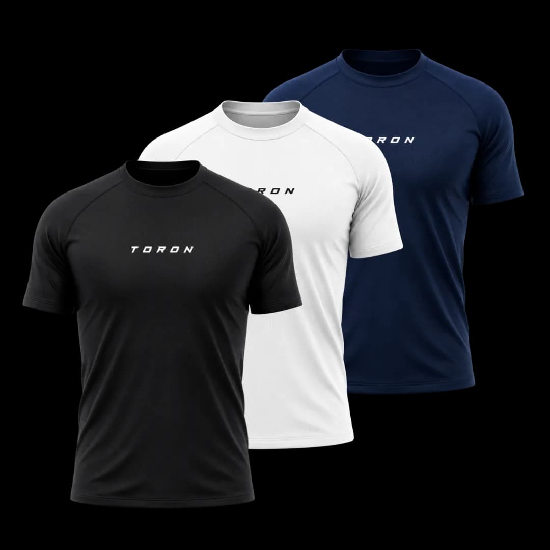 Kit 3 Camisas Raglan Space Toron — Preta, Branca e Marinho