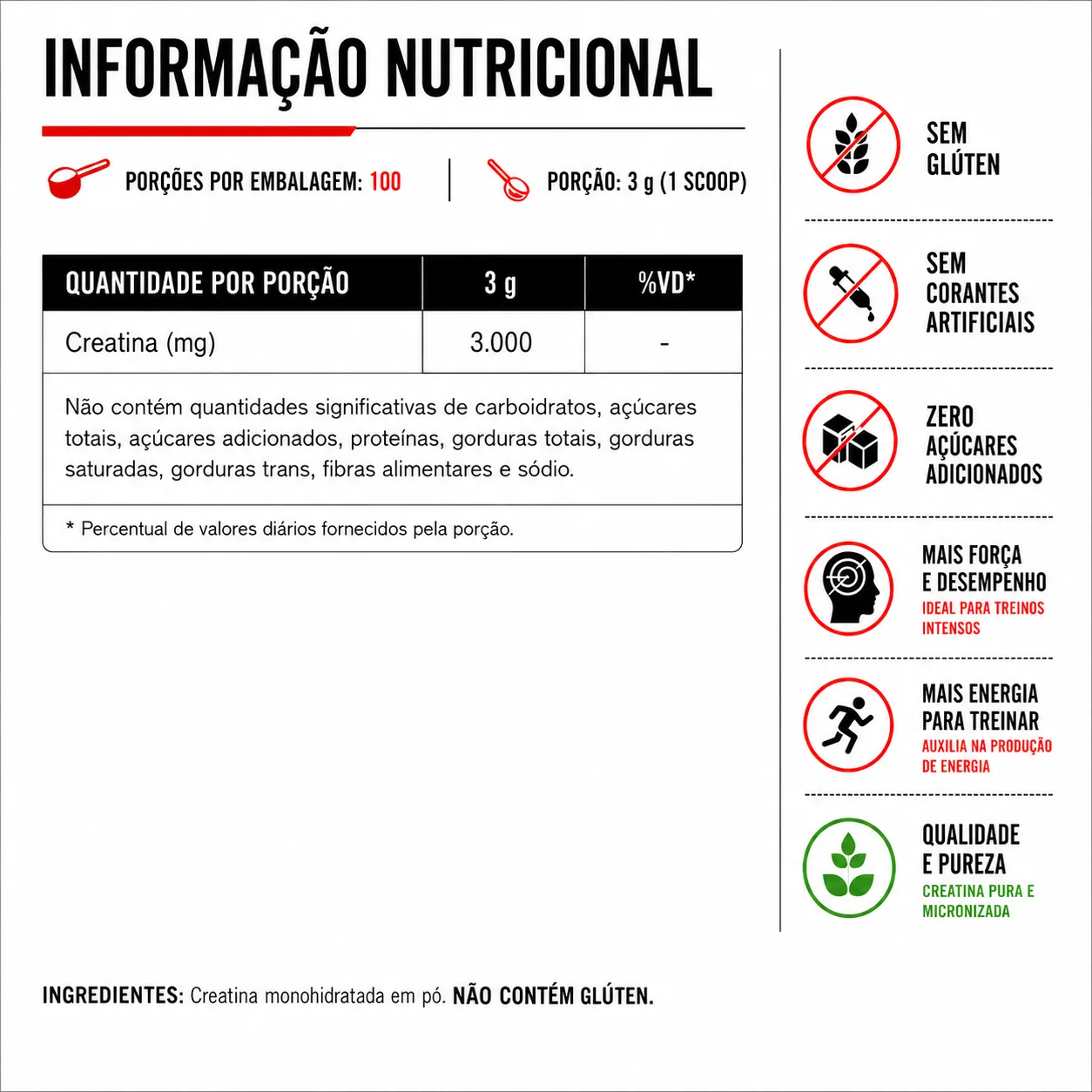 Tabela Nutricional Creatina Toron