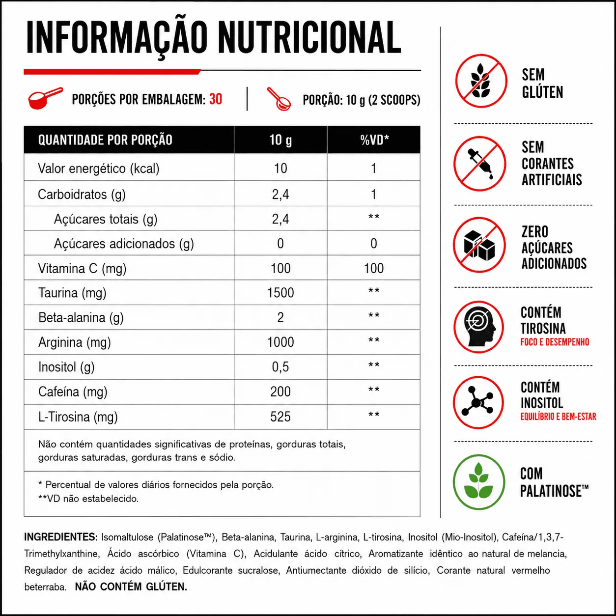 Tabela Nutricional Elektro Pre-Workout