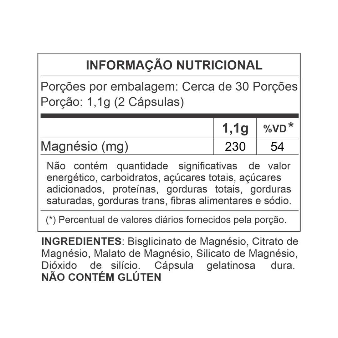 Tabela Nutricional Magnésio 3 em 1