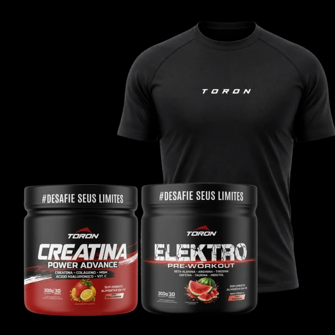 Combo Creatina Power + Pré-Treino com Camisa Raglan Space grátis